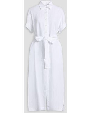Casa Raki Casilda Linen-Gauze Midi Shirt Dress - White