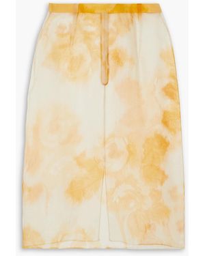 Emilia Wickstead Kobe Floral-print Silk-organza Midi Skirt - Yellow
