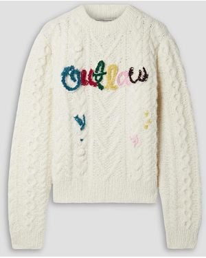 Lingua Franca Outlaw Pompom-embellished Cable-knit Jumper - Natural