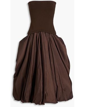 Jonathan Simkhai Izzy Strapless Stretch-Knit And Taffeta Midi Dress - Brown