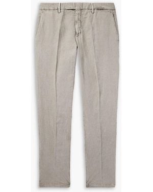 Boglioli Slim-Fit Garment-Dyed Linen Suit Pants - Gray
