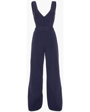 Hervé Léger Open-back Bandage Wide-leg Jumpsuit - Blue