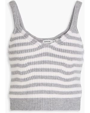 Jonathan Simkhai Braylee Striped Wool And Cashmere-Blend Top - Grey