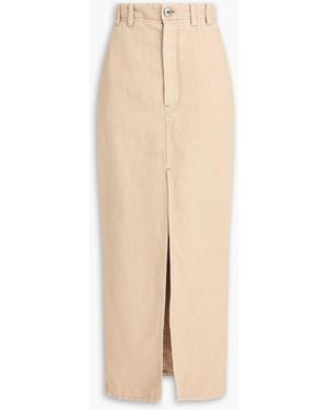 Brunello Cucinelli Cotton And Linen-Blend Drill Maxi Skirt - Natural