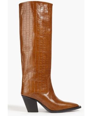 Stand Studio Leick Croc-effect Leather Knee Boots - Brown