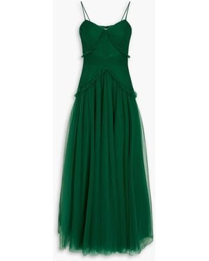 Zac Posen Pleated Tulle Gown - Green