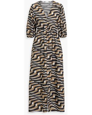 Iris & Ink Sophia Printed Lenzingtm Ecoverotm Crepe Midi Dress - Natural