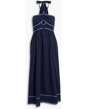 Sachin & Babi Reid Cutout Cotton Halterneck Midi Dress - Blue