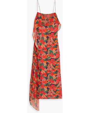 Solid & Striped The lanier drapiertes midikleid aus georgette und crêpe de chine mit floralem print - Rot