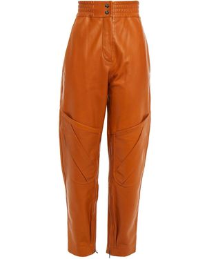 Acne Studios Pleated Leather Tapered Pants - Orange