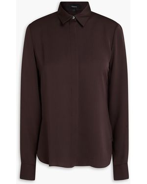 Theory Silk Crepe De Chine Shirt - Brown