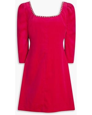 Cara Cara Belinda Crystal-embellished Cotton-blend Velvet Mini Dress - Pink
