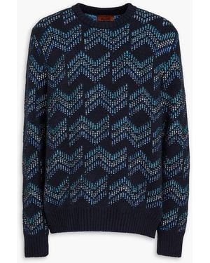 Missoni Jacquard-knit Cotton-blend Jumper - Blue