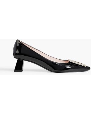 Roger Vivier Trapeze Buckle-Embellished Patent-Leather Pumps - Black