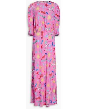 RIXO London Printed Crepe Maxi Dress - Pink