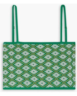 Dodo Bar Or Eichi Cropped Jacquard-knit Tank - Green