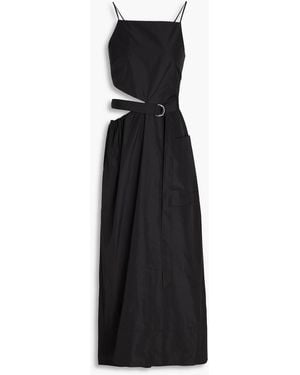 Tibi Belted Cutout Taffeta Maxi Dress - Black