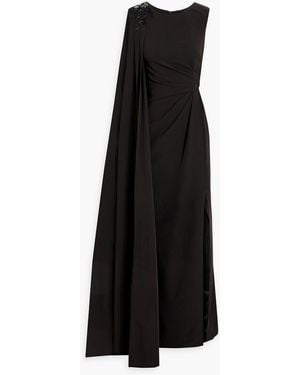 Marchesa Robe aus crêpe mit drapierung und verzierung - Schwarz