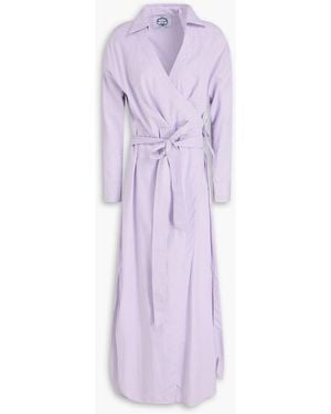 Evi Grintela Daria Striped Cotton-Poplin Maxi Wrap Dress - Purple