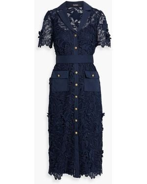 Badgley Mischka Guipure Lace Midi Dress - Blue