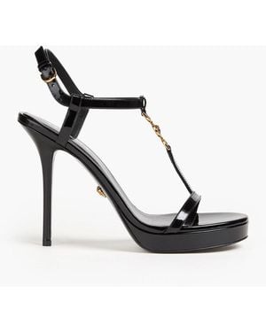 Versace Medusa Embellished Patent-Leather Sandals - White
