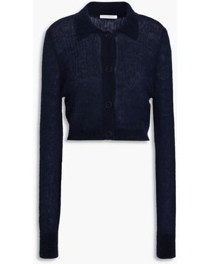 Cecilie Bahnsen Jacqueline Cropped Ribbed Mohair-Blend Cardigan - Blue