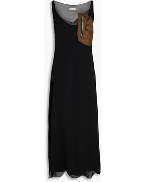 Maison Margiela Twill-trimmed Georgette Midi Dress - Black