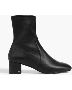 Stuart Weitzman Sofia 50 Stretch-Leather Sock Boots - Black