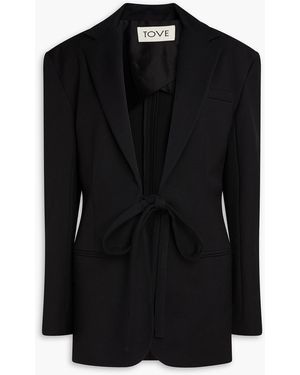 TOVE Tie-Front Cotton-Blend Faille Blazer - Black