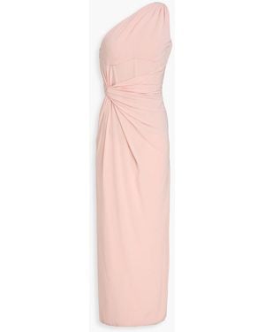 Versace One-Shoulder Draped Silk-Blend Crepe De Chine Gown - Pink