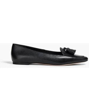 Veronica Beard Cleo Tasselled Pebbled-leather Loafers - Black