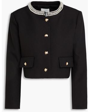 Sandro Faux Pearl-Embellished Crepe Jacket - Black