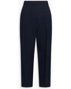 TOVE Pleated Wool-Tweed Tapered Trousers - Blue