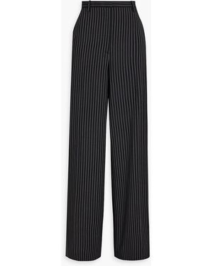 Versace Pinstriped Wool-blend Twill Wide-leg Pants - Black
