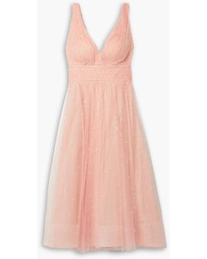 Marchesa Sequined Tulle Midi Dress - Pink