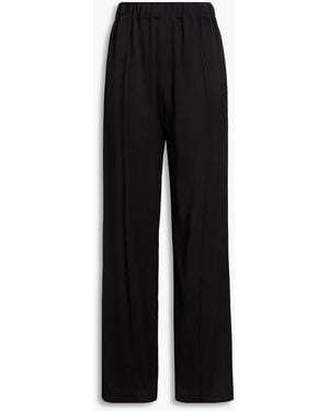 Another Tomorrow Satin Straight-Leg Trousers - Black