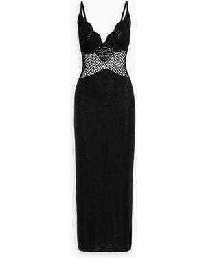 STAUD Tara maxikleid aus baumwolle mit häkelbesatz - Schwarz
