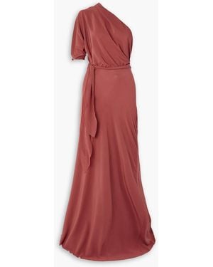 Cortana Lena One-shoulder Silk Maxi Dress - Red
