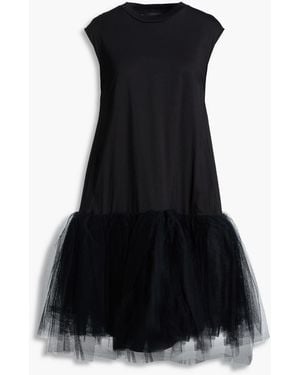 Simone Rocha Flared Tulle And Cotton-jersey Dress - Black