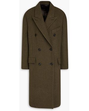 Acne Studios Double-Breasted Houndstooth Wool-Blend Coat - Green