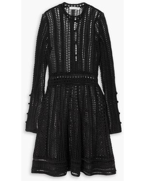 Chloé Crochet-Knit Linen, Cashmere And Silk-Blend Mini Dress - Black