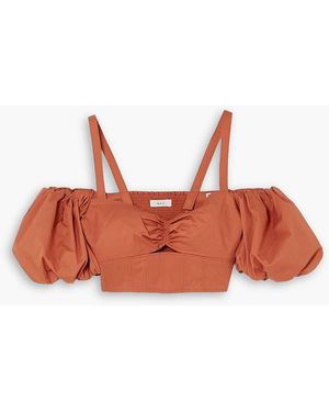 A.L.C. Petra Flannery Melody Cold-shoulder Cropped Cotton-blend Poplin Top - Red