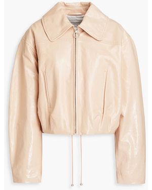 Philosophy Di Lorenzo Serafini Patent-leather Bomber Jacket - Natural