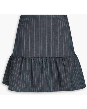Ganni Pinstripe Mini Skirt in Black | Lyst