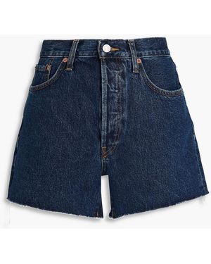 RE/DONE 90S Frayed Denim Shorts - Blue