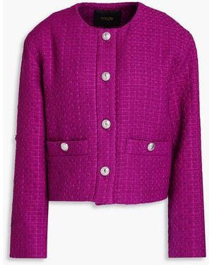 Maje Cotton-blend Tweed Jacket - Purple