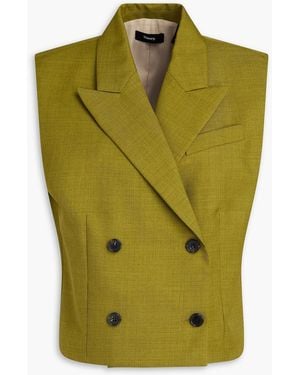Theory Double-Breasted Twill Vest - Green