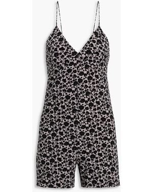 Norma Kamali Floral-print Jersey Playsuit - Purple