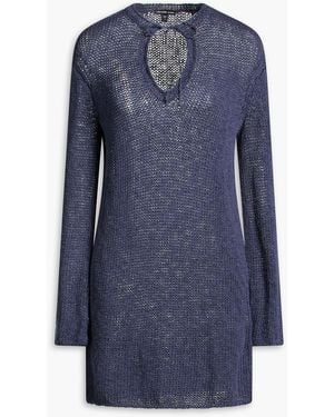 James Perse Cotton And Linen-Blend Mini Dress - Blue