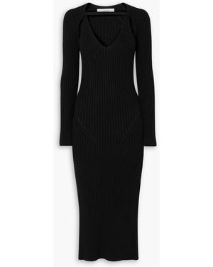 LVIR Ribbed-knit Midi Dress And Cardigan Set - Black